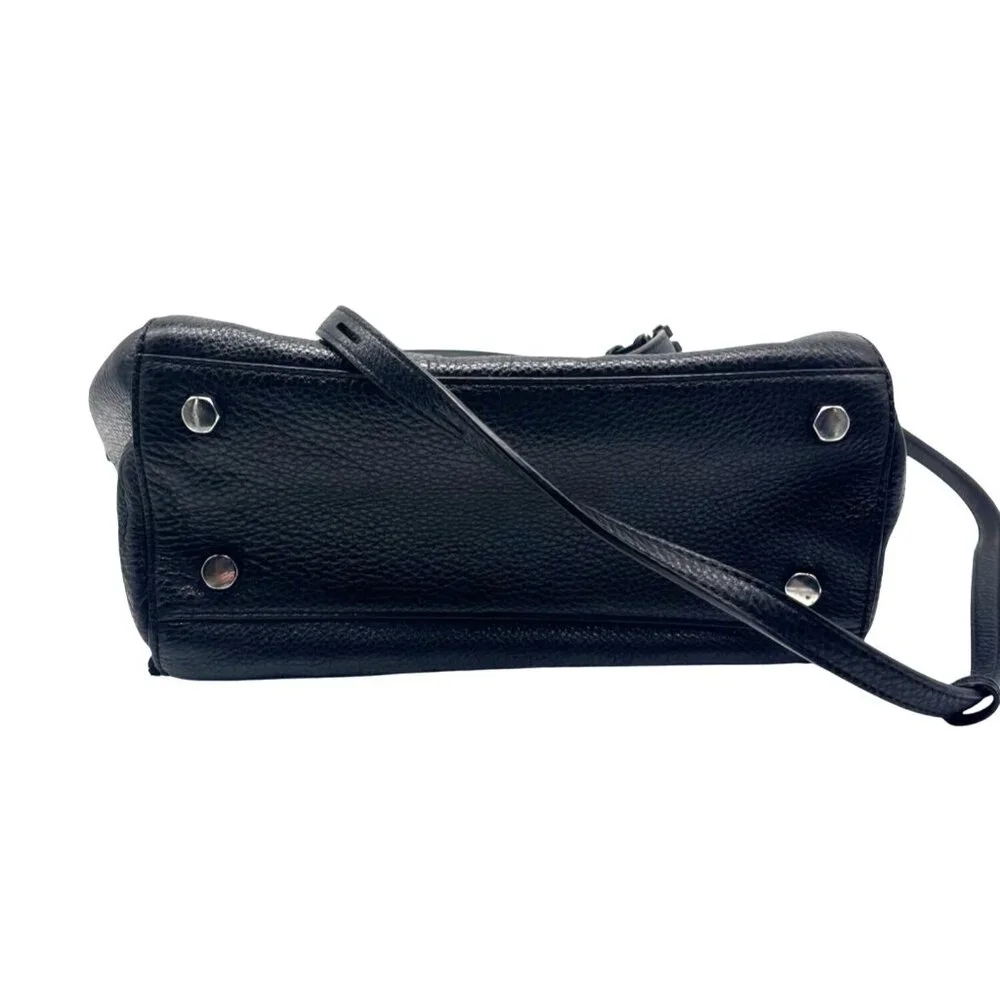 Rebecca Minkoff Textured Leather Mini Perry Satchel in Black